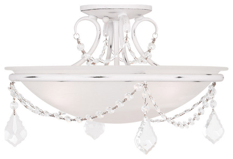 Livex 6524-60 3-Light Antique White Ceiling Mount, Antique White