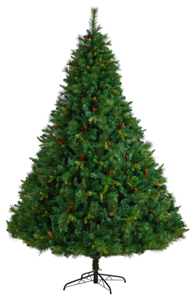 8' West Virginia Full Bodied Mixed Pine Faux Xmas Tree W/700 Lights & Pinecones