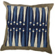 Benzara Fabric Accent Pillow with Embroidered Design, Cream