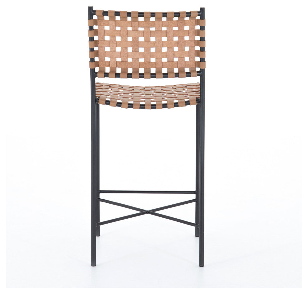 Garza Stool, Natural Leather, Counter