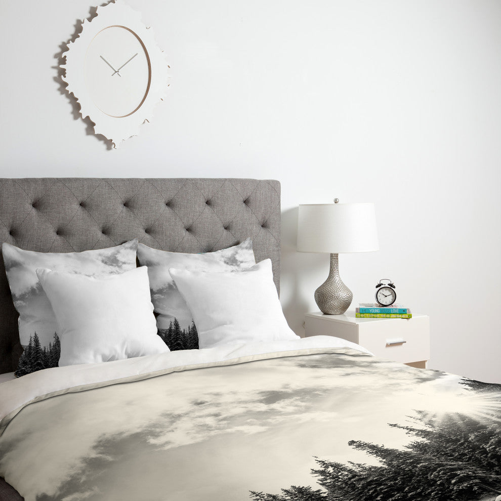 Deny Designs Bird Wanna Whistle White Mountain Duvet Cover - Lightweight