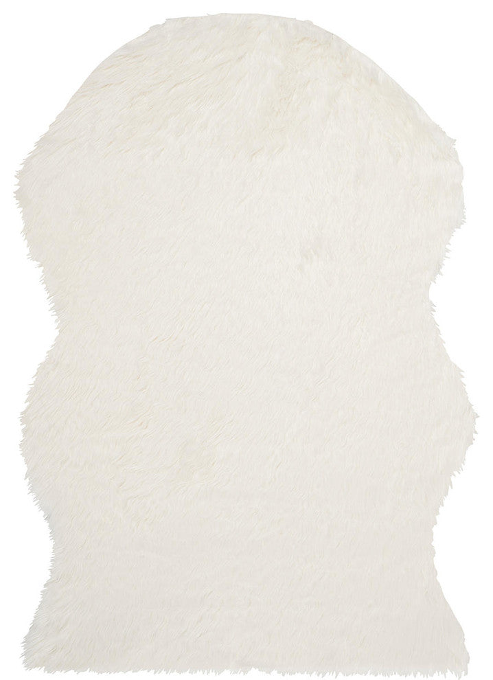 Safavieh Faux Sheep Skin Fss115A Ivory Area Rug, 2'0" X 3'0"