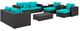 Espresso Turquoise Convene 9-Piece Outdoor Patio Sofa Set