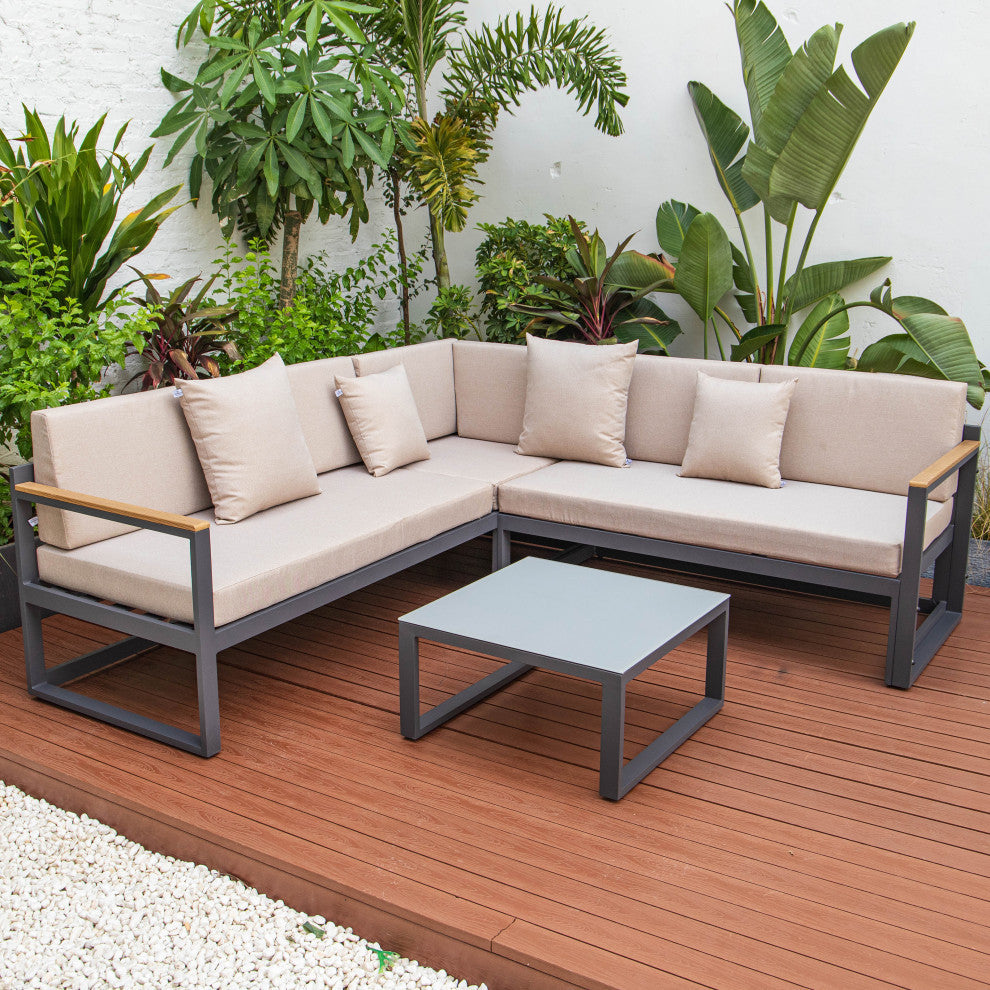 LeisureMod CSLW-80R Chelsea Sectional Adjustable Headrest&Coffee Table Cushions