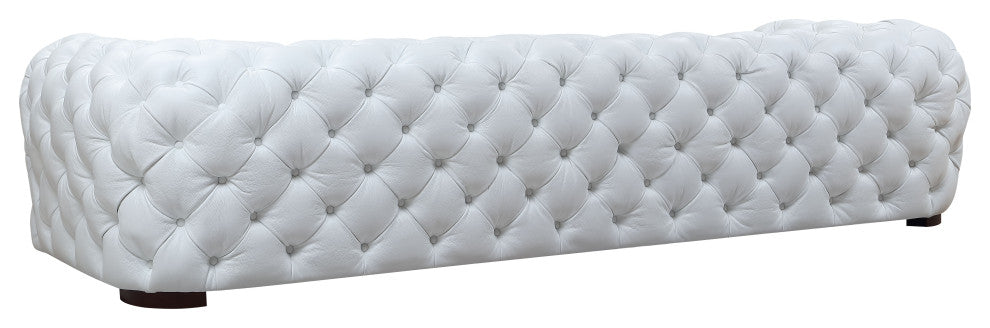 Divani Casa Dexter Transitional White Full Italian Leather 4 Seater Sofa