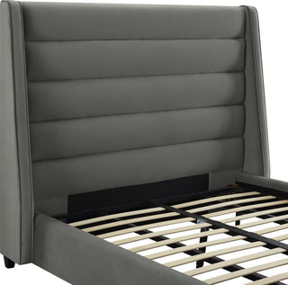 TOV Furniture Koah Grey Velvet Bed in Queen