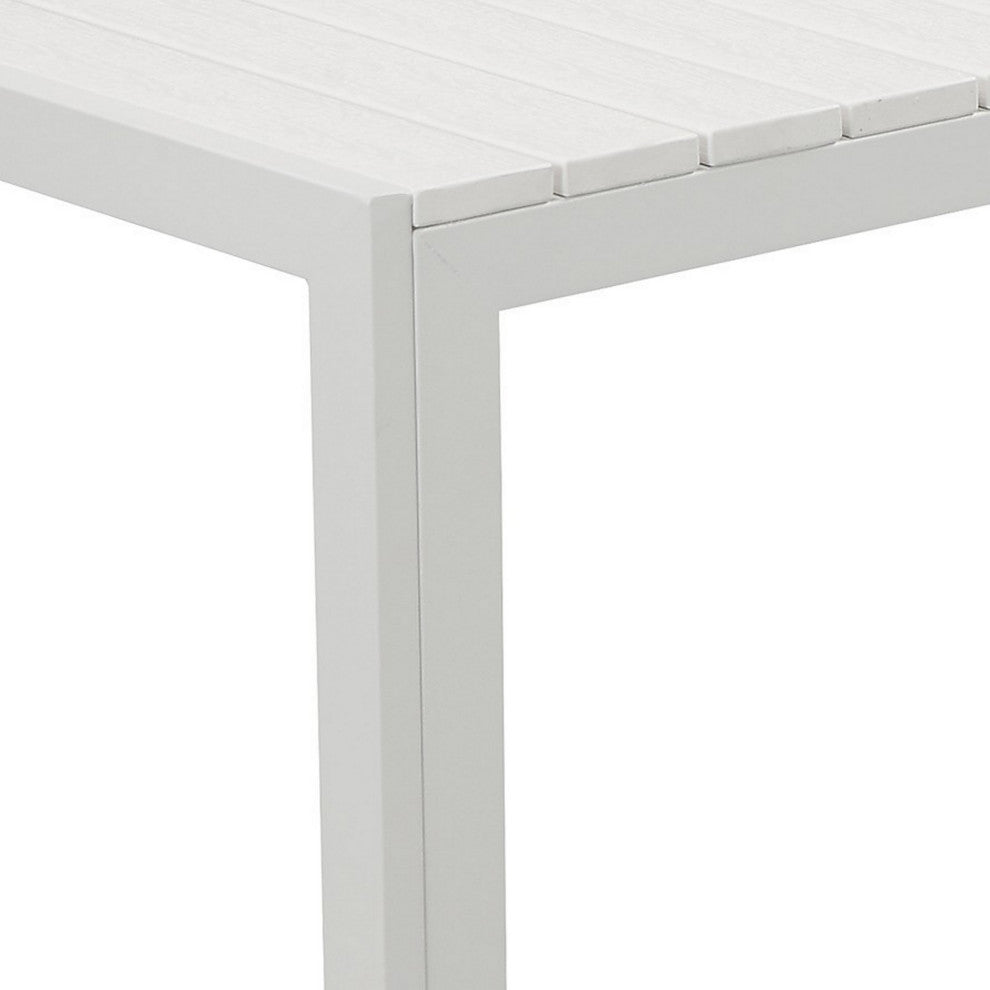 Benzara BM287720 Theo 53" Outdoor Bench, White Aluminum Frame