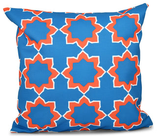 Bohemian 2, Geometric Print Pillow, Blue, 16"x16"