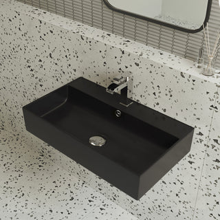 Claire Ceramic Wall Hung Sink, Matte Black