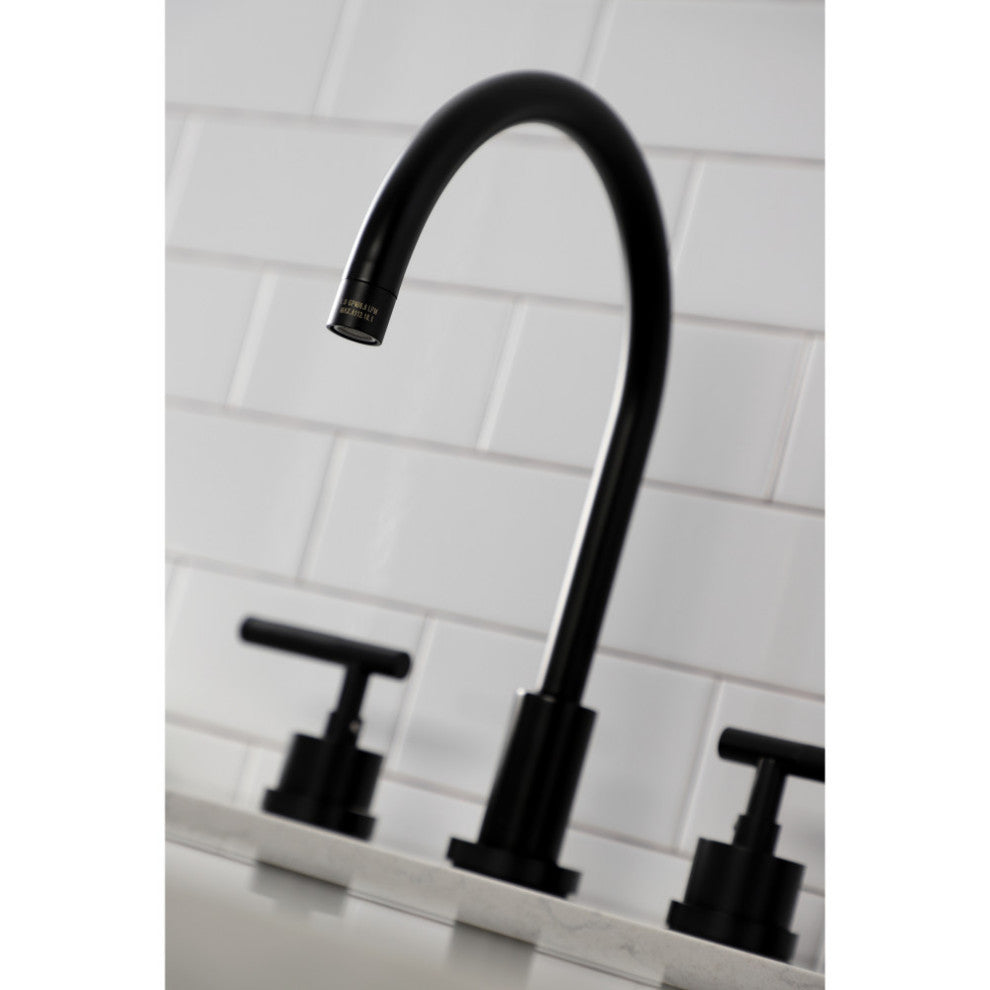 KS8720CKLBS Kaiser Widespread Kitchen Faucet With Brass Sprayer, Matte Black
