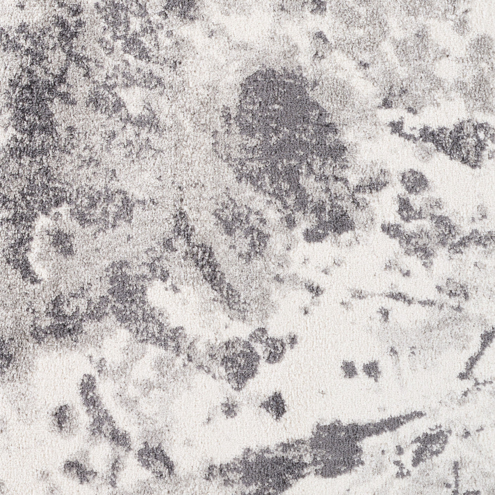 Clifton Abstract Ivory Gray Power-Loom Area Rug 5'3" x 7'6"