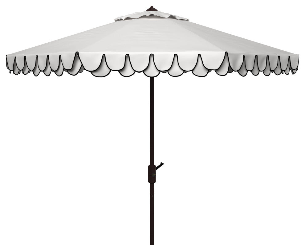 Safavieh Elegant Valance 9' Auto Tilt Umbrella, White/Navy