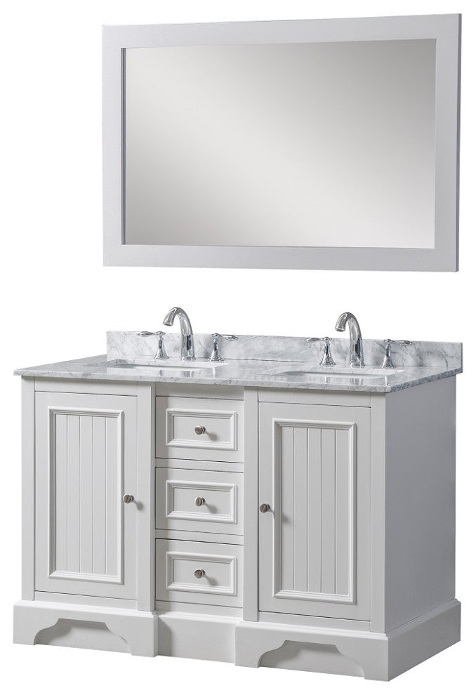 48" Kingswood Double Bath Vanity, White and Mirror