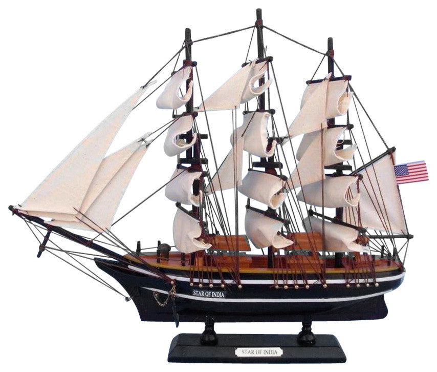 Wooden Star of India Tall Model Ship, 15"