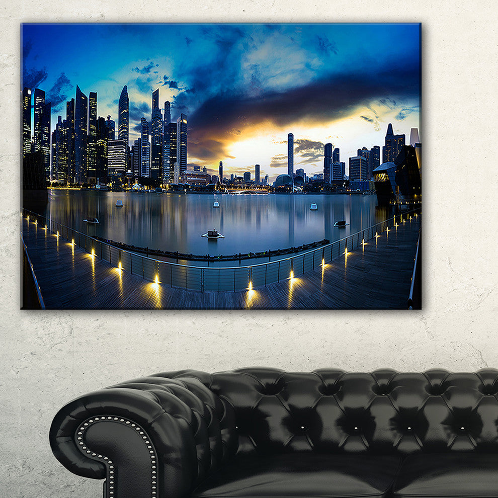 "View From Marina Bay Sands" Panorama Cityscape Canvas Print60"x28", 1 Panel