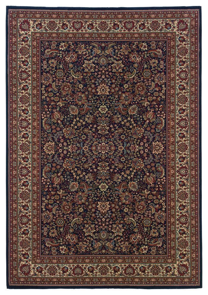 Aiden Traditional Vintage Inspired Blue/Red Rug, 8' Square