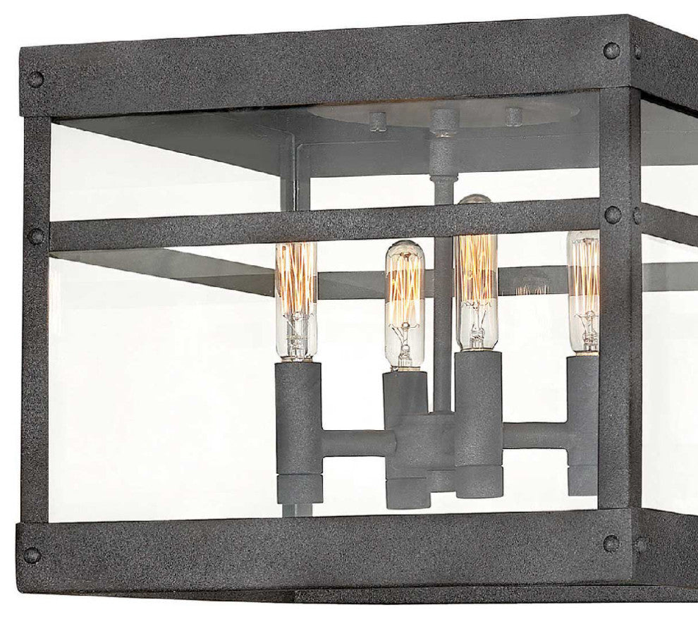 Hinkley Porter Small Flush Mount, Aged Zinc