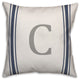 Blue Farmhouse Stripe Monogram - C 18x18 Spun Poly Pillow