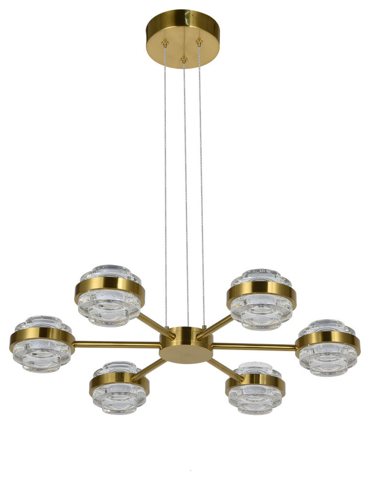 Milano 25" ETL Certified LED Height Adjustable Pendant Chandelier, Antique Brass