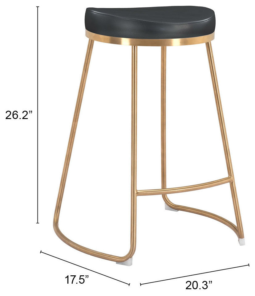 Bree Counter Stool, Set of 2 Black/Gold