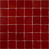 Handmade Mosaic Tile, Red, 12''x12'' Panel