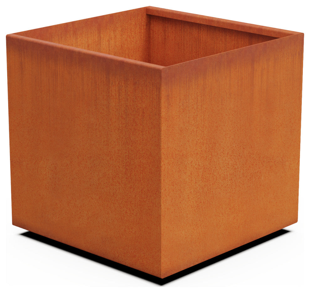 Corten Steel Planter, Cube Large - 24"lx24"wx24"h