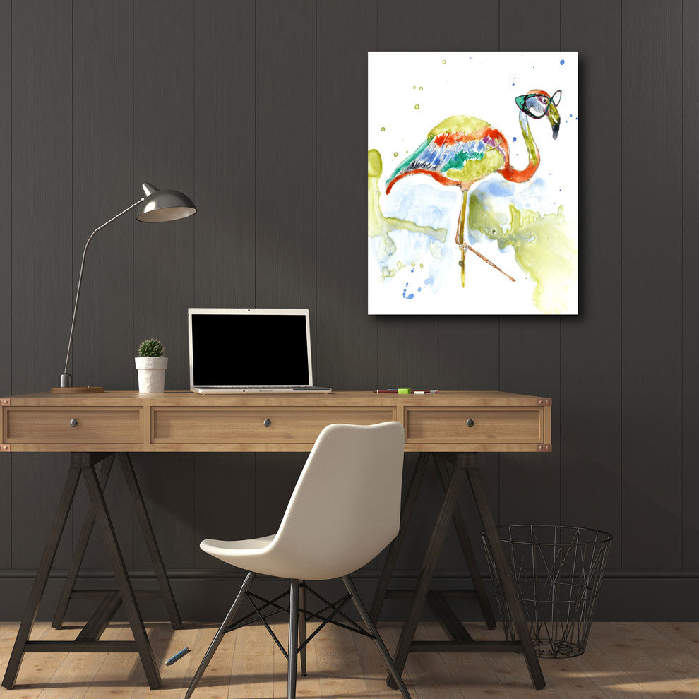 "Smarty-Pants Flamingo" Gallery-Wrapped Canvas Wall Art, 16"x20"