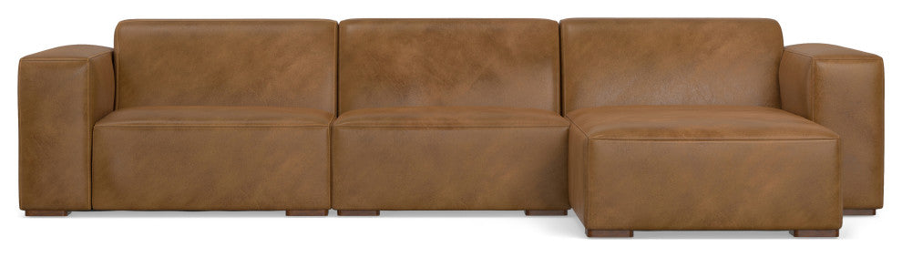 Rex Right-Facing Modular Sectional Sofa in Genuine Leather