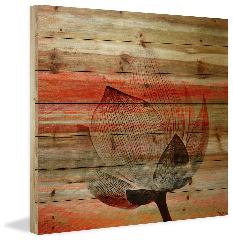 "Rose Petal" Print on Natural Pine Wood, 32"x32"