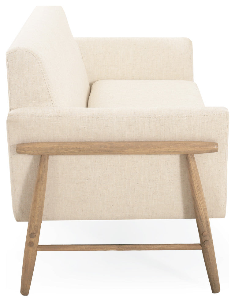 Salsa Uphostered Elm Wood Frame Loveseat, Beige