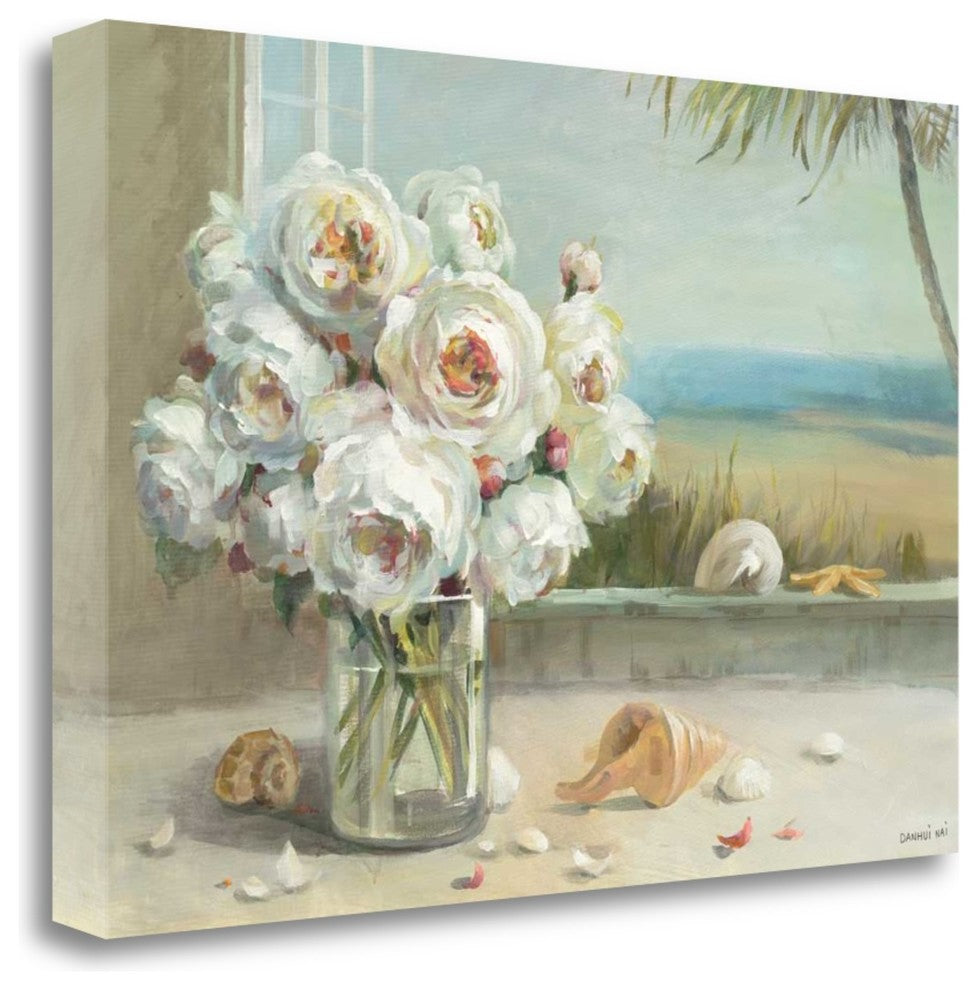 "Coastal Roses V.2" By Danhui Nai, Giclee Print on Gallery Wrap Canvas
