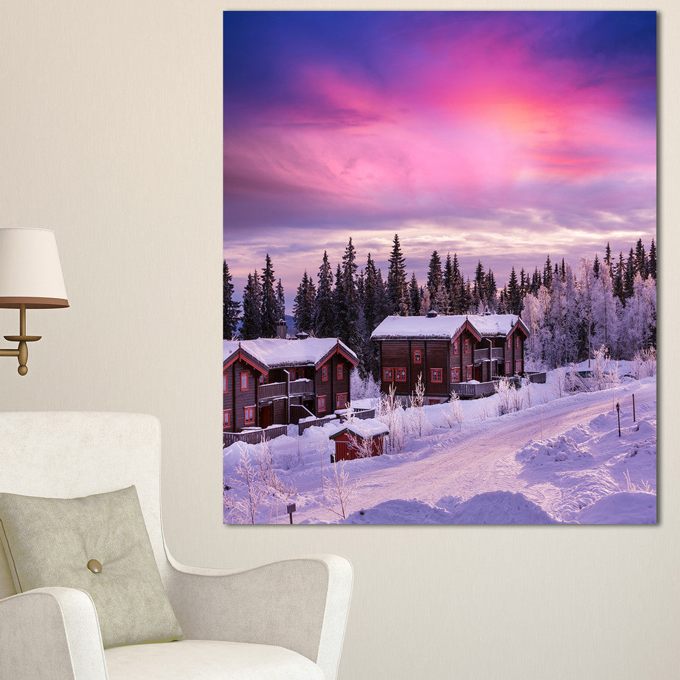 Frosty Winter Resorts in Forest, Landscape Wall Art on Canvas, 30"x40"