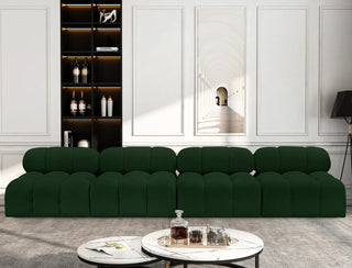 Ames Boucle Fabric Modular Sofa, Green, 4-Piece: 4 Armless Chair