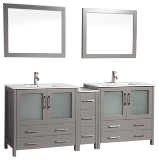 Vanity Art Vanity Set With Ceramic Top, 84", Gray