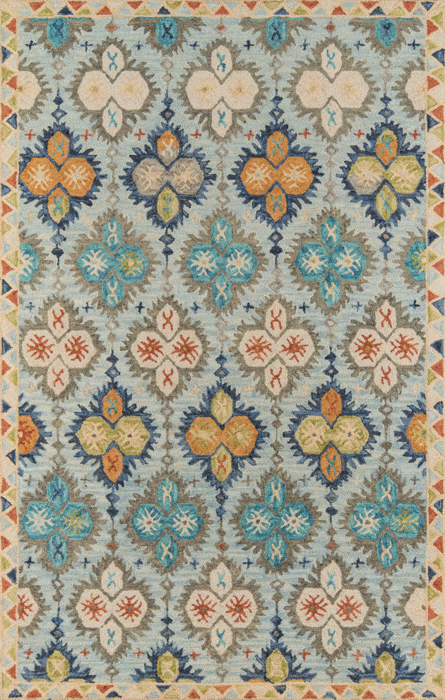 Momeni Tangier Wool Hand Tufted Blue Area Rug, 5'x8'