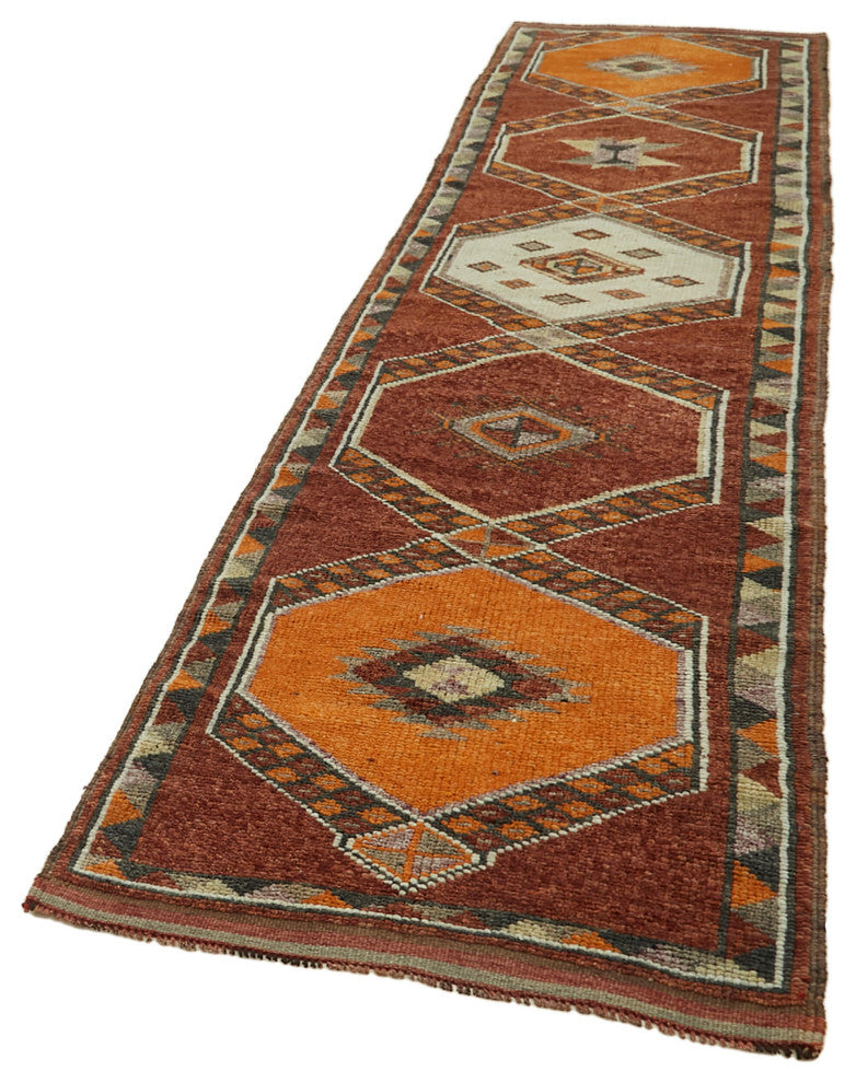 Rug N Carpet - Handmade Oriental 2' 11" x 12' 10" Tribal Runner Rug
