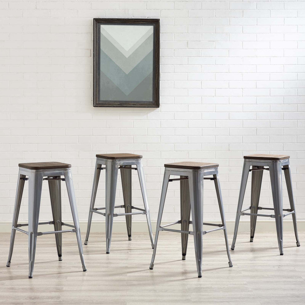 Promenade Bar Stool Set of 4 Gunmetal
