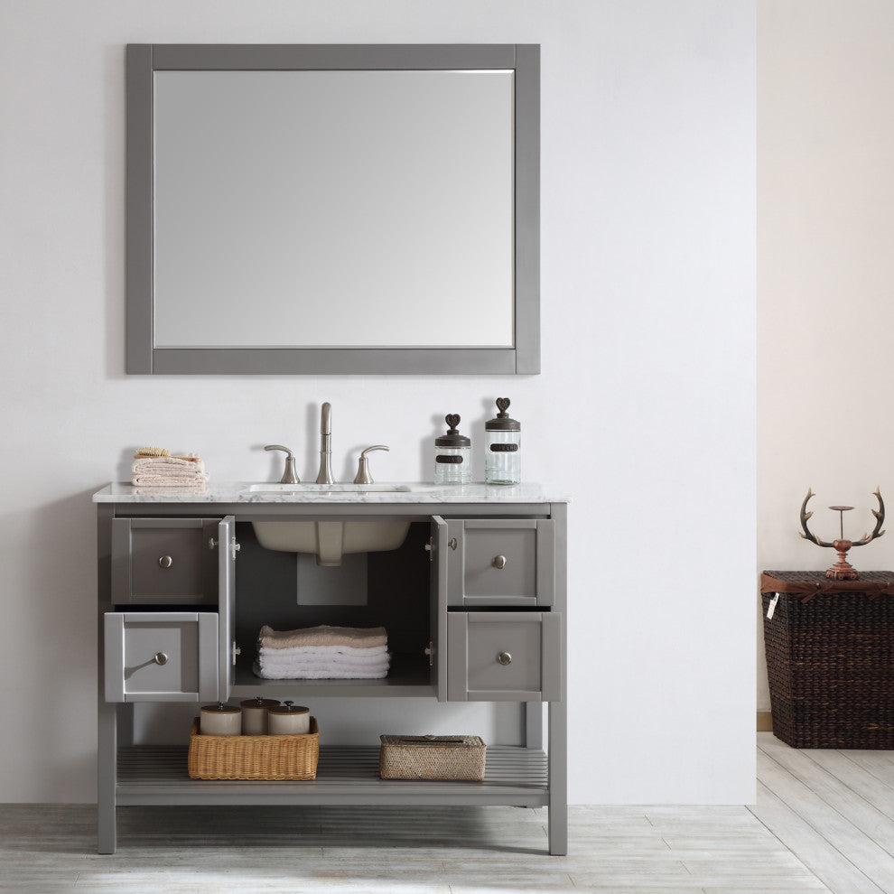 Florence 48" Single Vanity, Gray, With Mirror