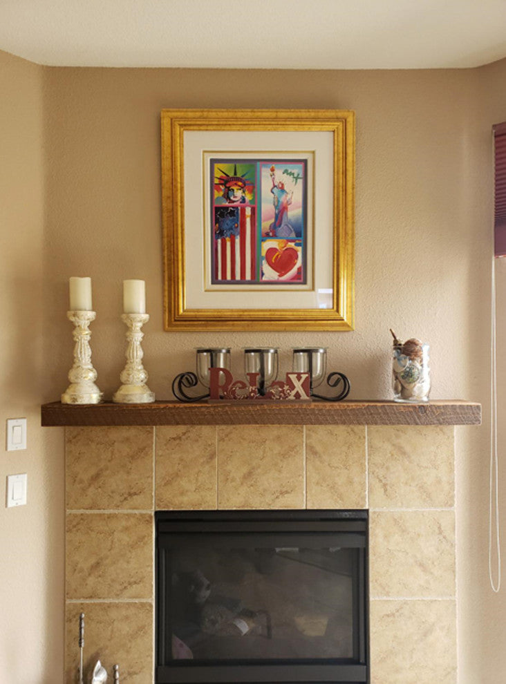 Rustic Floating Mountable Wood Shelf 3" Thick x 7" Deep, Pine, Medium Brown, 84"