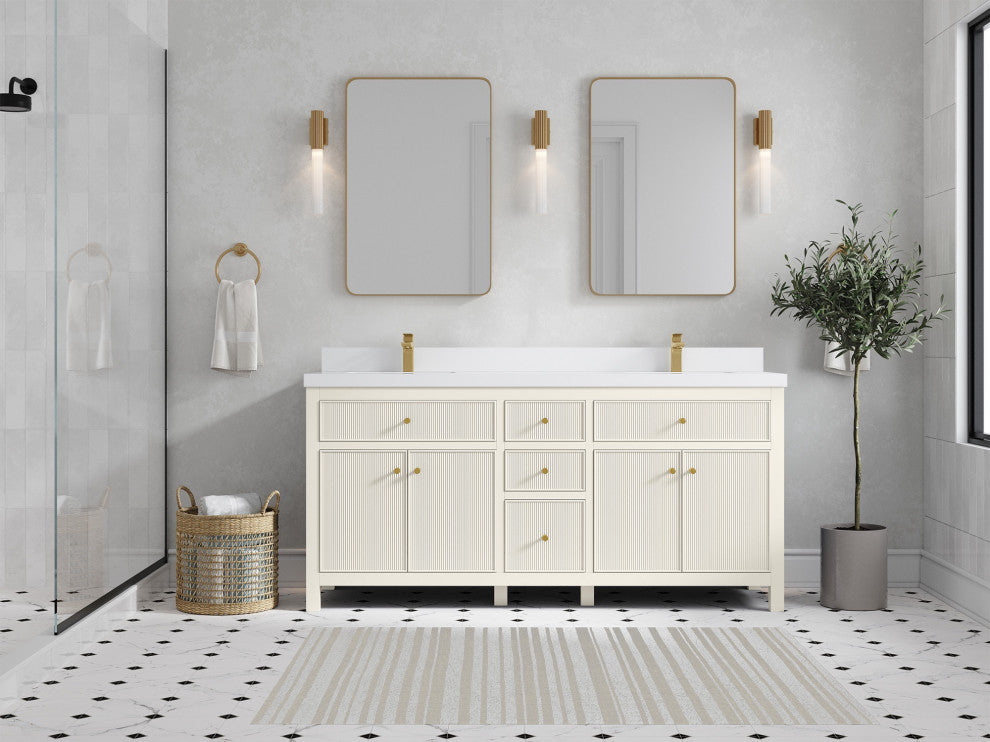Sonoma 72" Double Sink Bath Vanity in Alabaster, 2" White Quartz