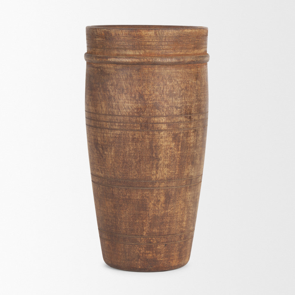 Porta Large Medium Brown Reclaimed Wooden Pot