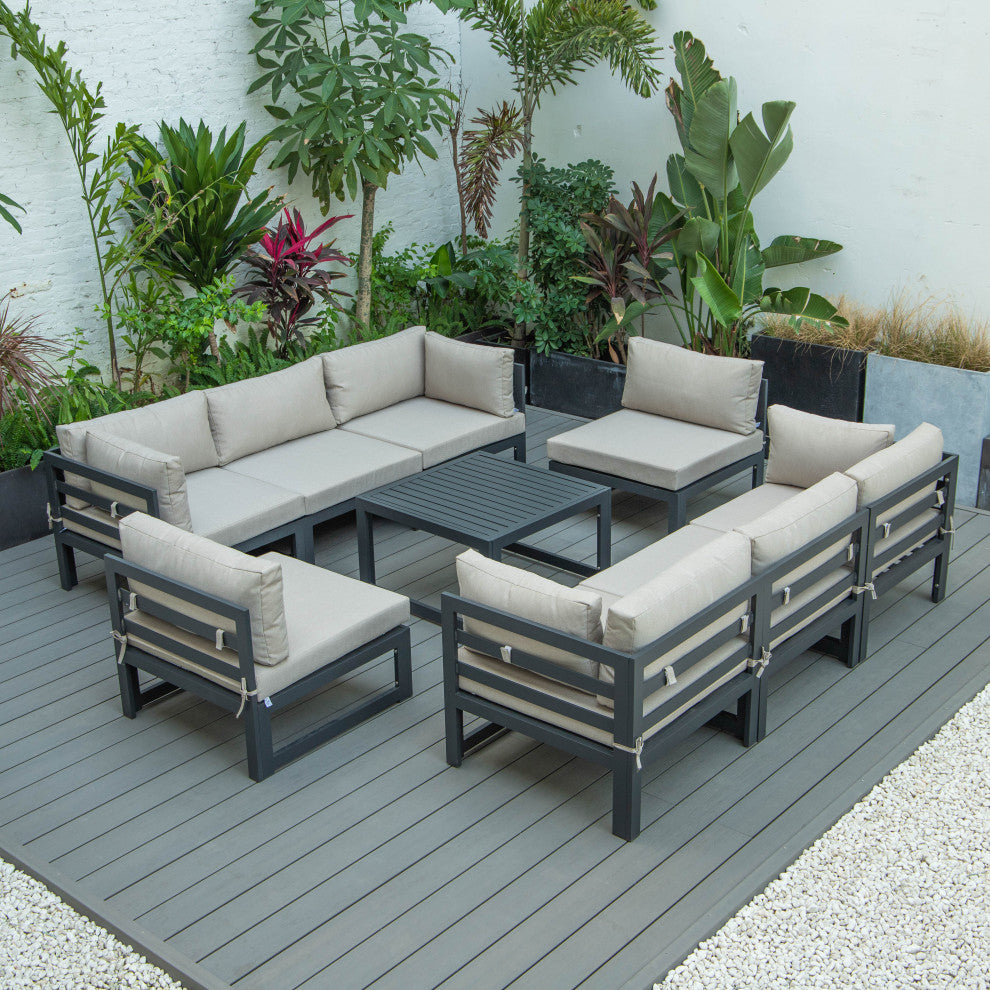Chelsea 9-Piece Outdoor Patio Sectional With Coffee Table Set, Beige