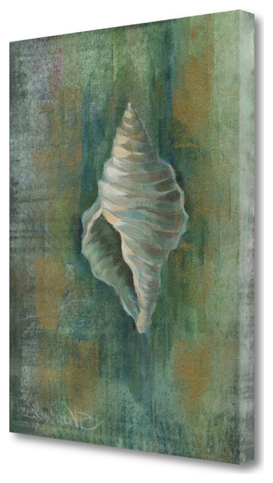 27" Blue and Green Seashell Giclee Wrap Canvas Wall Art