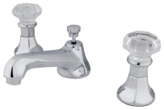 Celebrity Widespread Lavatory Faucet with Crystal Handle, Chrome