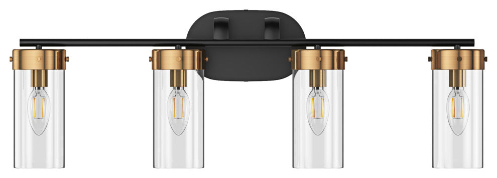 Modern 4-Light Bathroom Vanity Lighting Fixture with Glass Shades