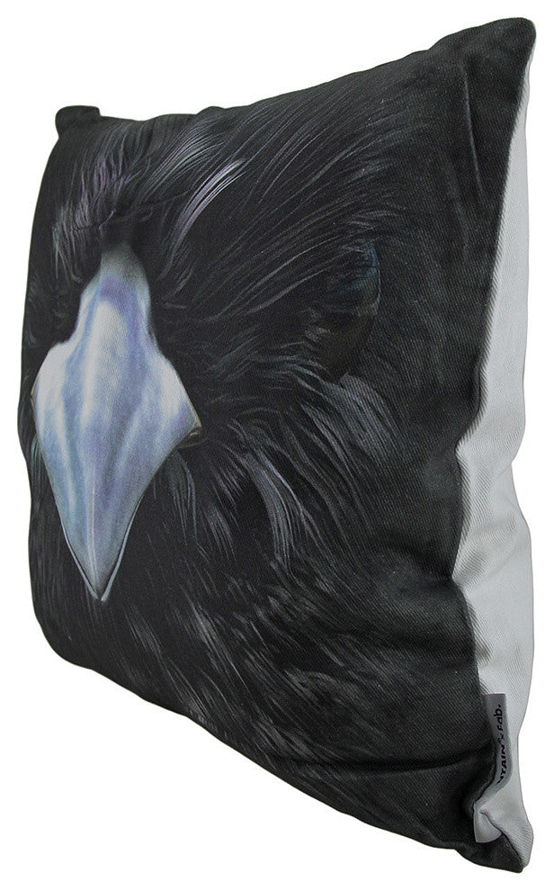 18 in. Black Raven Face Decorative Throw Pillow