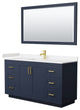 60"SGL Vanity Dark Blue, LV Carrara Cult. Top, Sink, Gold Trim, 58"Mirror