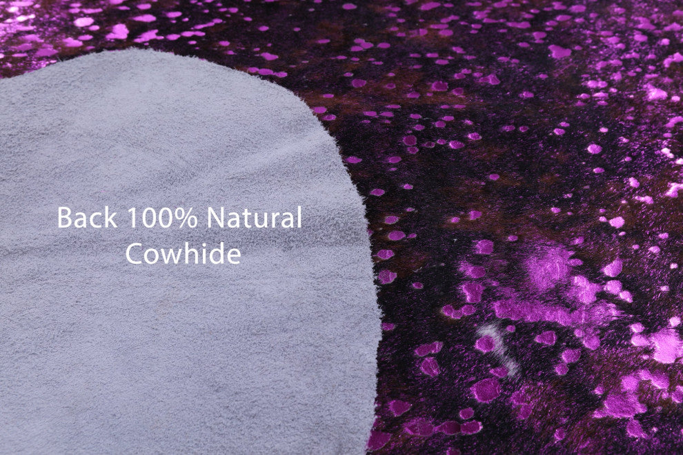 Pink Metallic Cowhide Rug 6' 4" X 6' 5" C2101