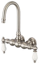 Vintage 3-3/8" Center Wall Mount Tub Faucet & Straigght Connector, Lever handles