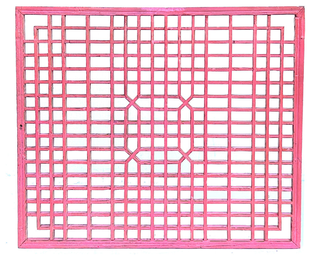 Rustic Pink Square Rectangular Grid Geometric Wood Wall Panel Hws4555
